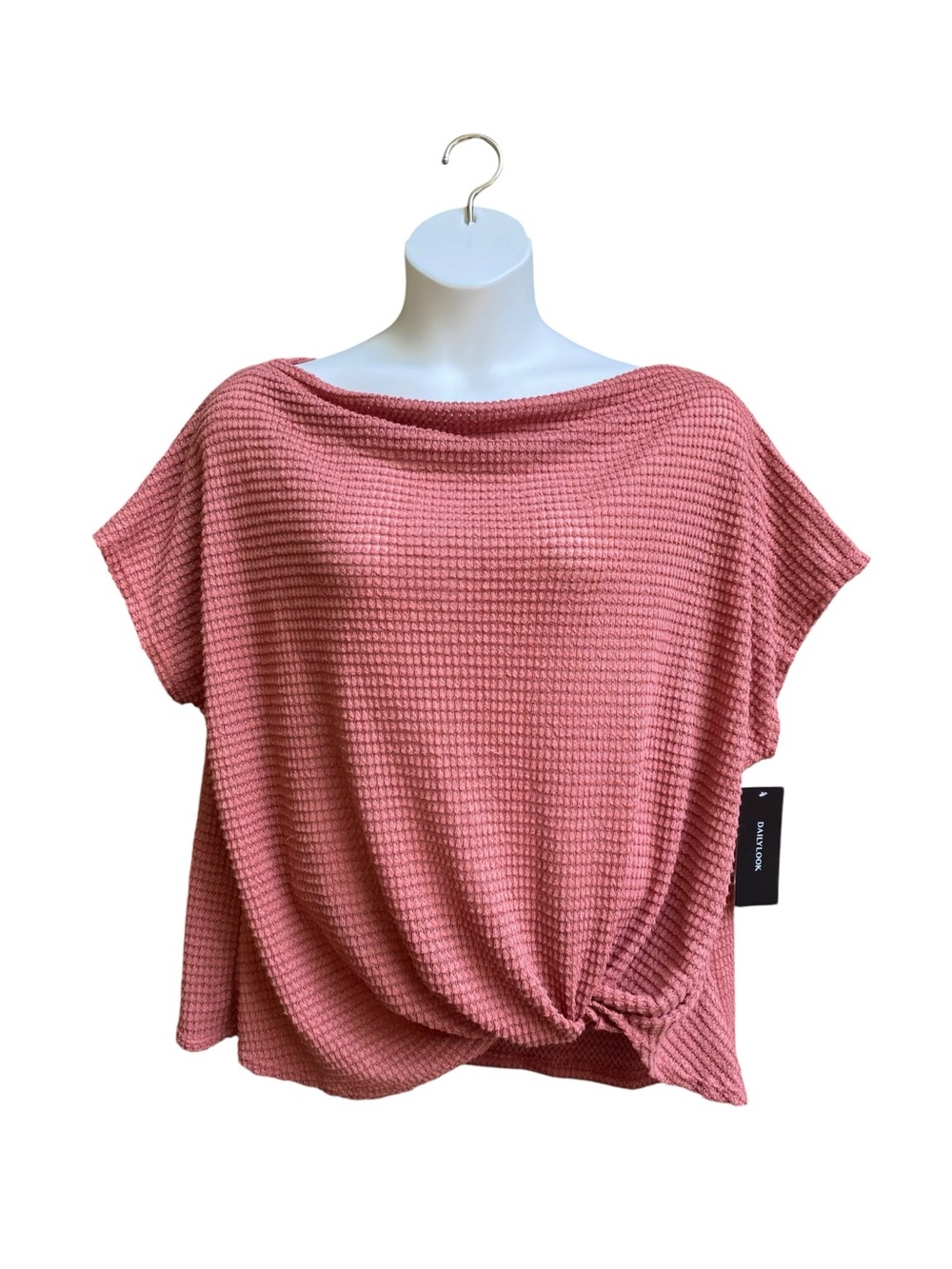 Korye Waffle Knit Top Knot Front Lightweight Mauve Pink Casual Plus Size 2X NWT